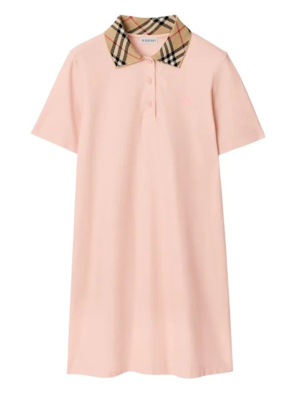 check collar cotton polo shirt dress Burberry Check Collar Cotton Dress