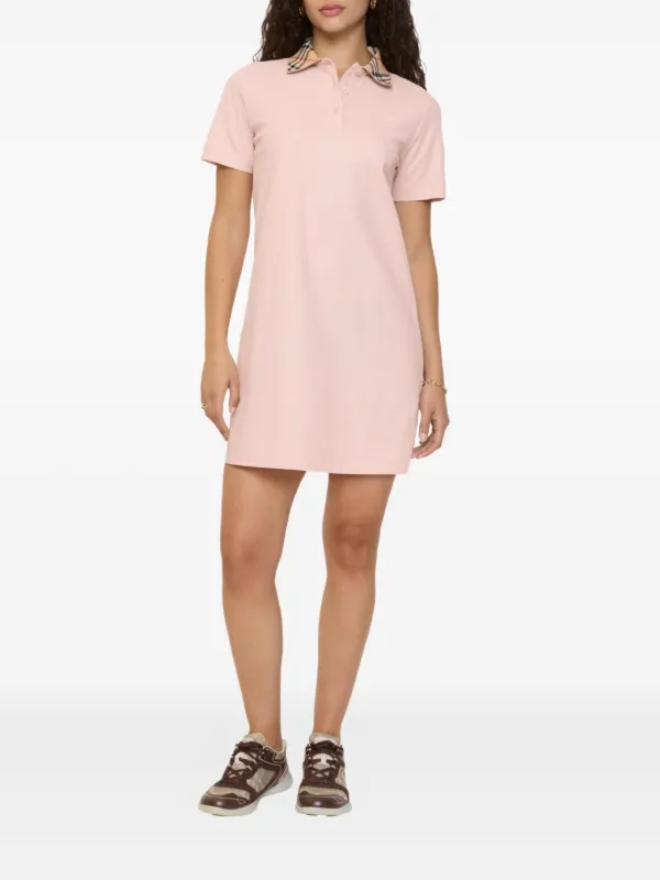 check collar cotton polo shirt dress Burberry Babies' Check Collar Cotton Polo Shirt Dress In Black