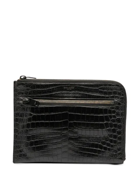 Saint Laurent Pre-Owned 2017 Croc Embossed Leather clutch bag