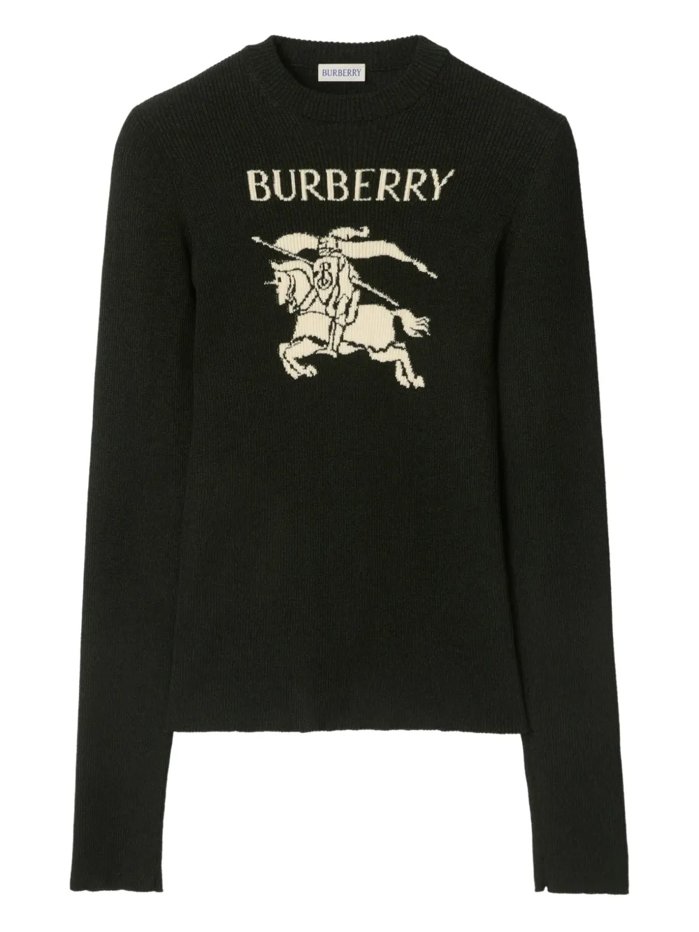 Burberry Ekd Wool Silk Sweater In Black