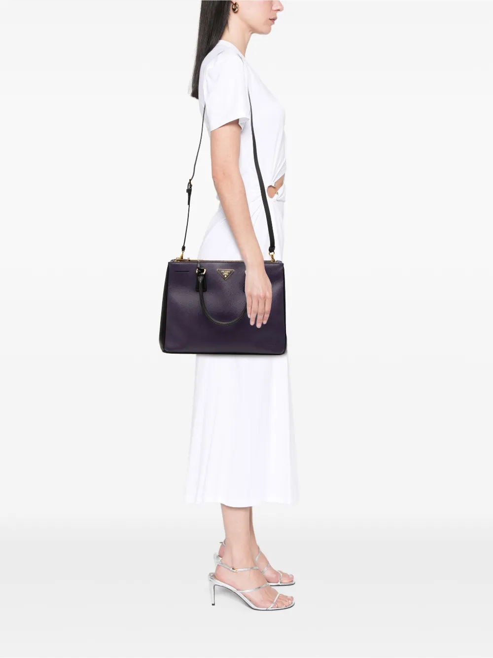 Prada Pre-Owned 2010-2020 Medium Bicolor Saffiano Lux Galleria Double Zip satchel | Pre-Owned | Image 2