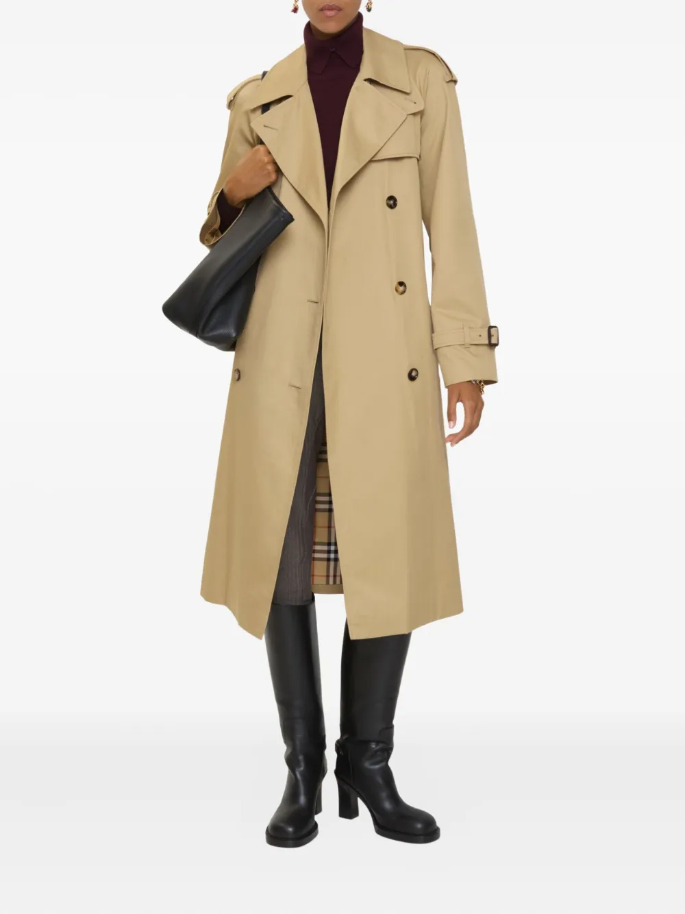 Burberry Trenchcoat met dubbele rij knopen en ceintuur Beige