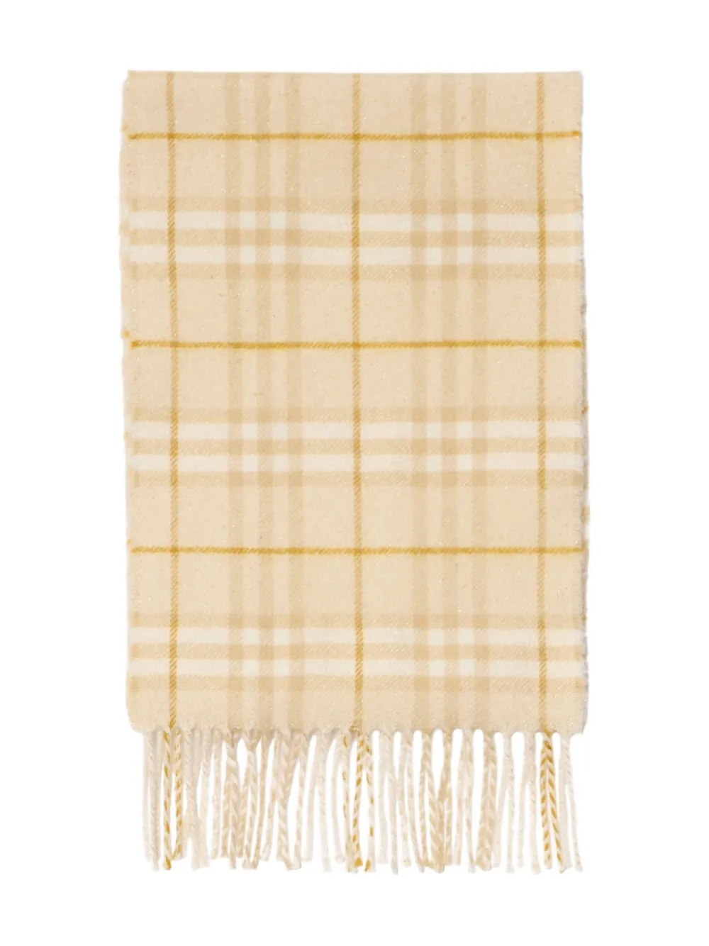 Burberry Check Fringed Scarf In Neutral