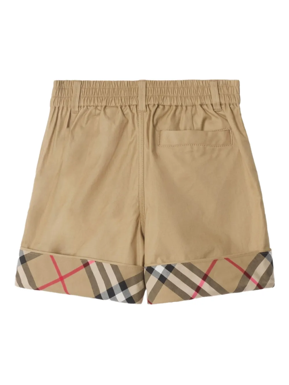 Burberry Childrens Check Turn-up Cotton Shorts In Brown