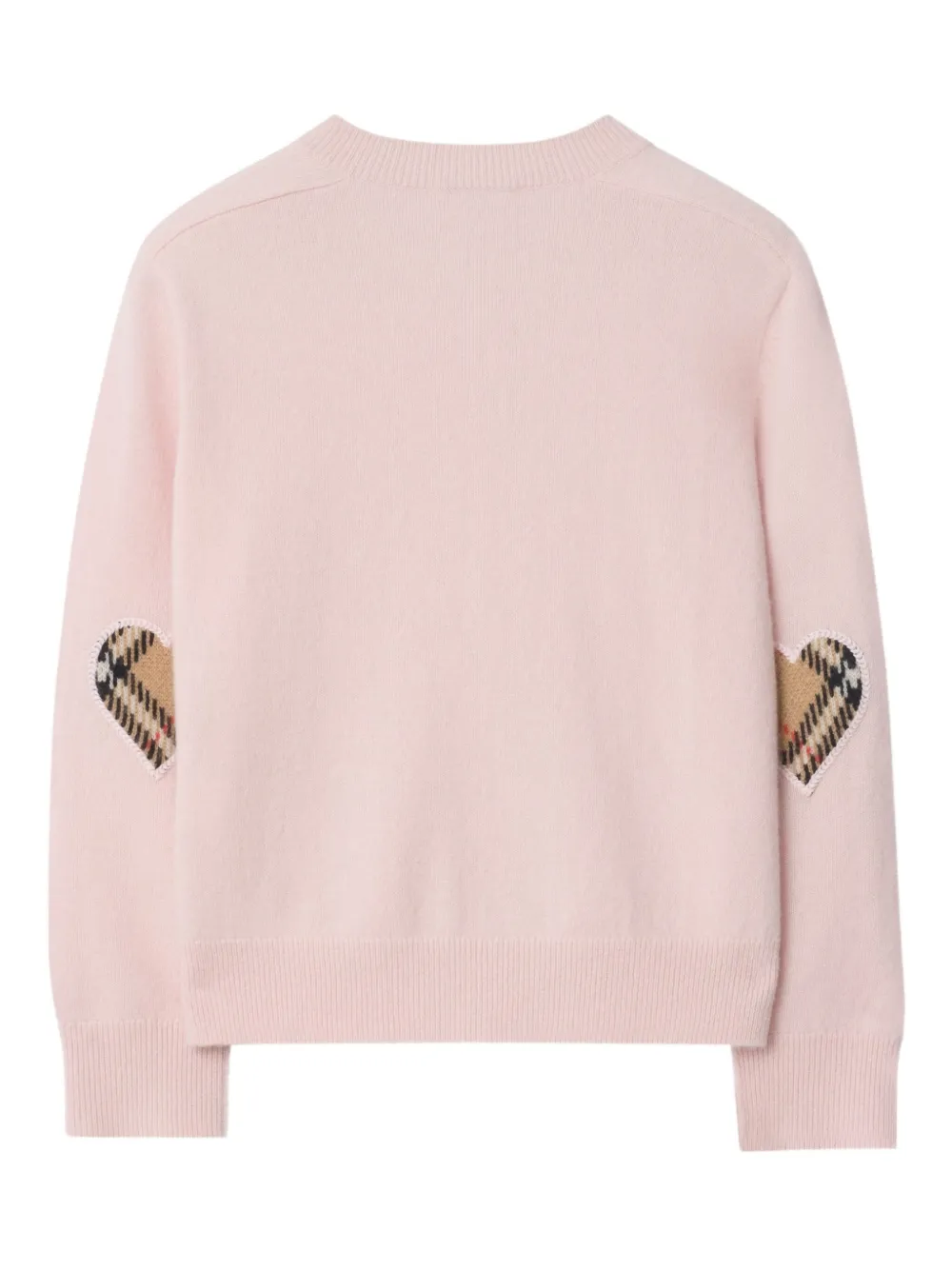 Burberry Check Patch Wool Cashmere Cardigan In Pink