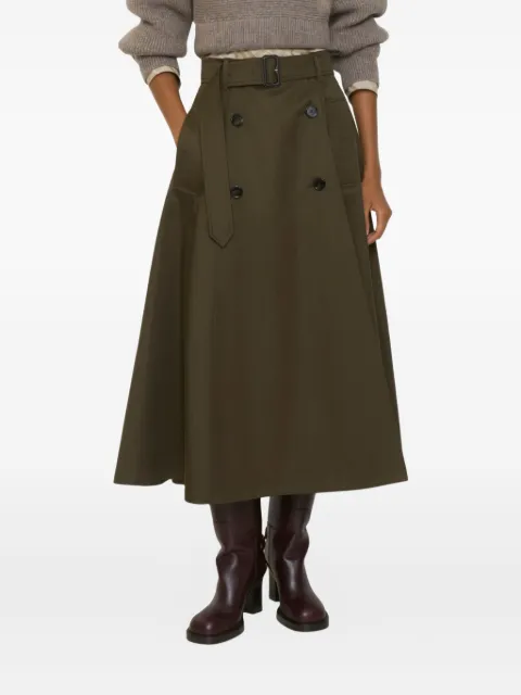 Burberry buckle-belt gabardine midi skirt