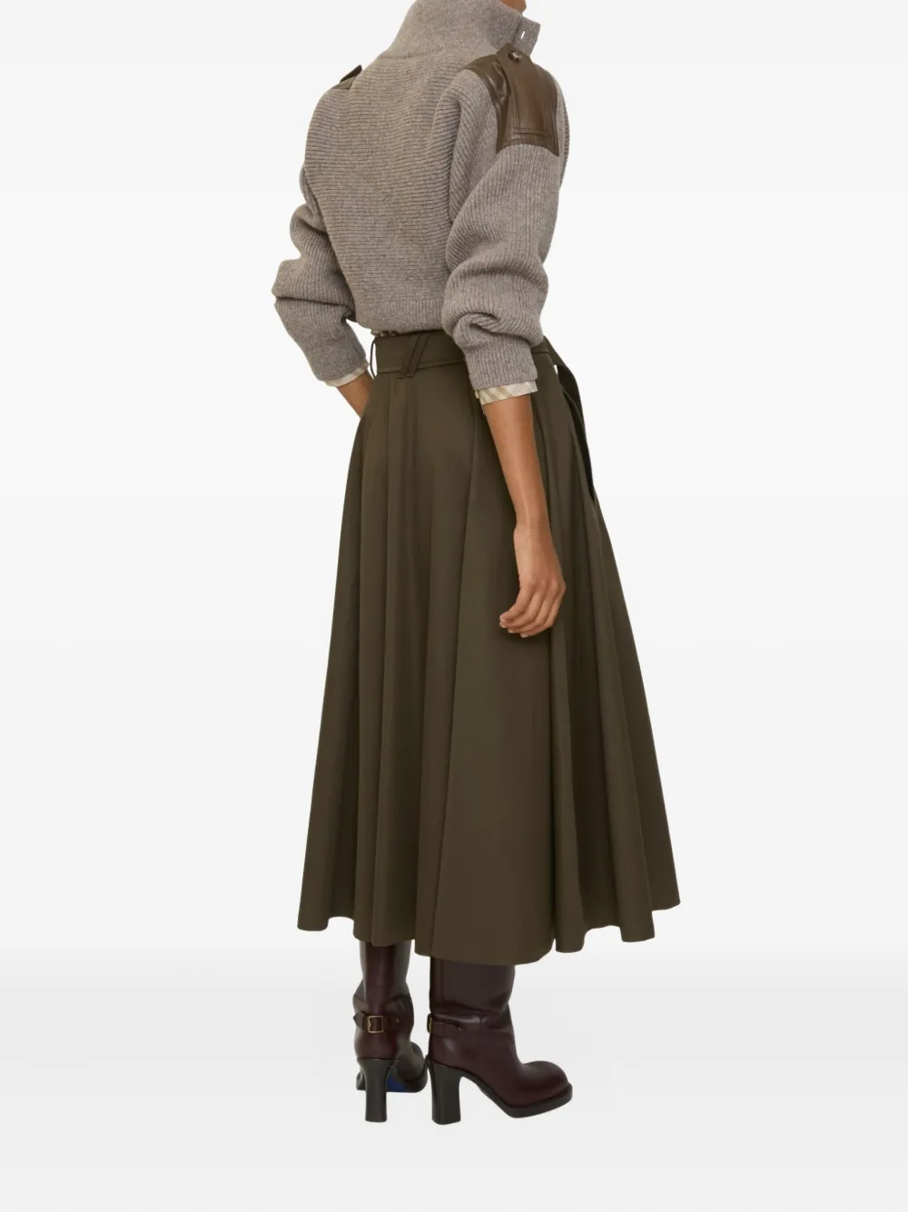 Burberry Gabardine midi-rok met gespriem - Groen
