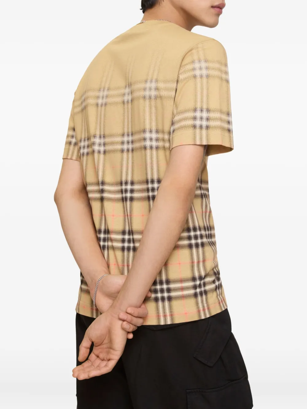 Burberry Geruit katoenen T-shirt met kleurverloop Beige