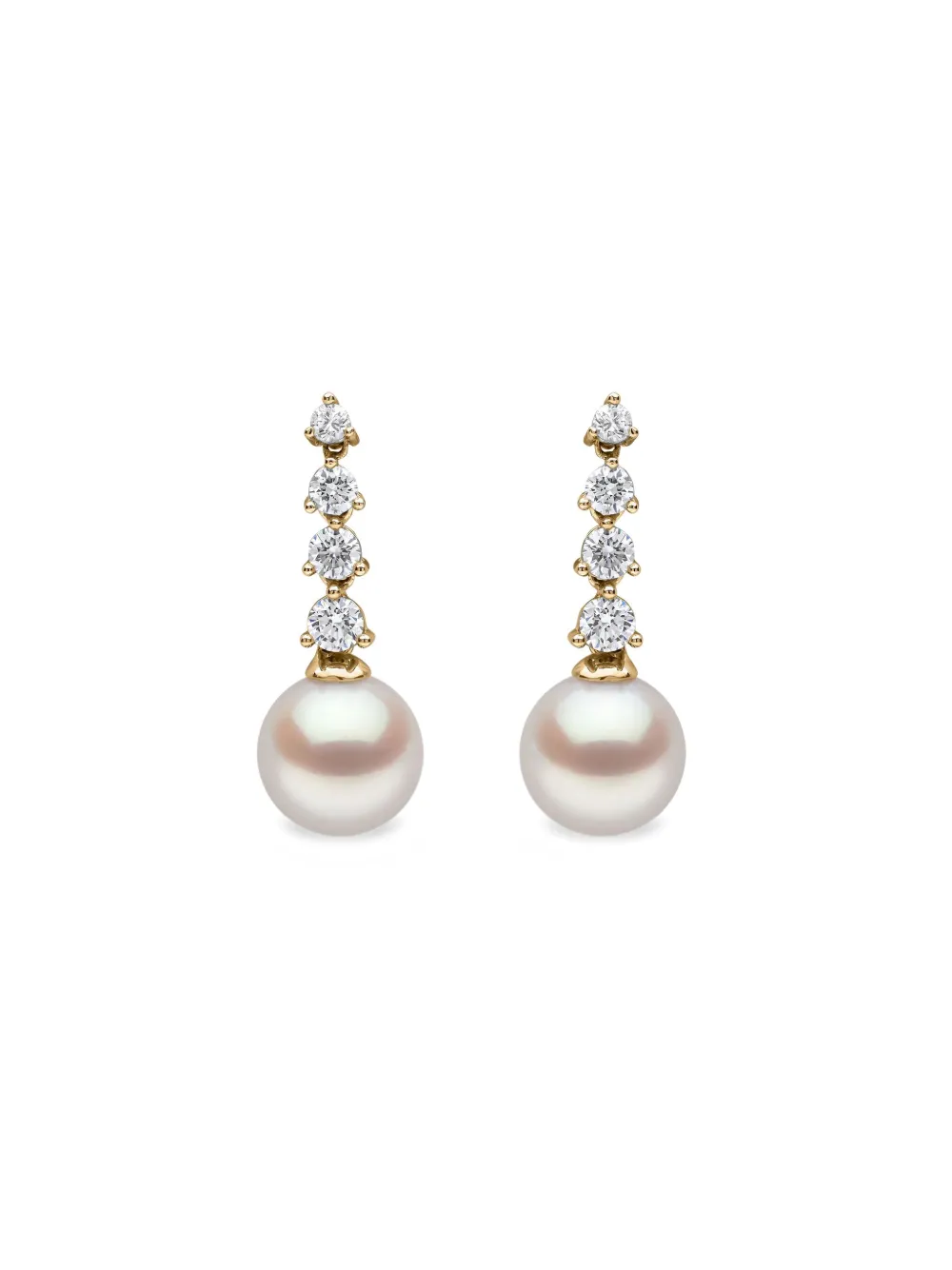 Yoko London 18k Yellow Gold Akoya Pearl And Diamond Earrings In Silver