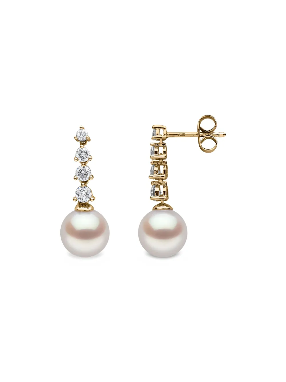 Yoko London 18k Yellow Gold Akoya Pearl And Diamond Earrings In Silver