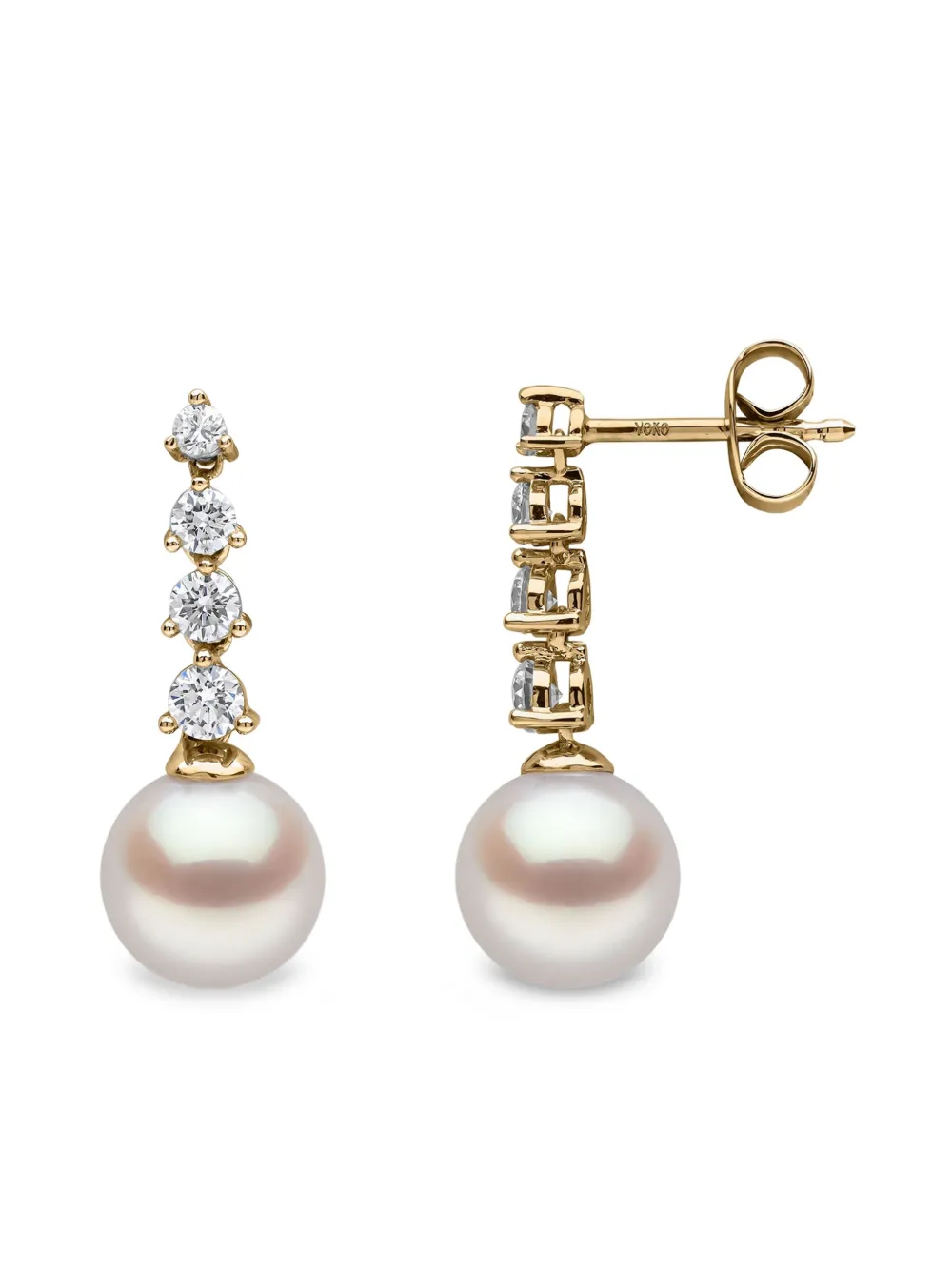 18k Yellow Gold Akoya Pearl And Diamond Earrings