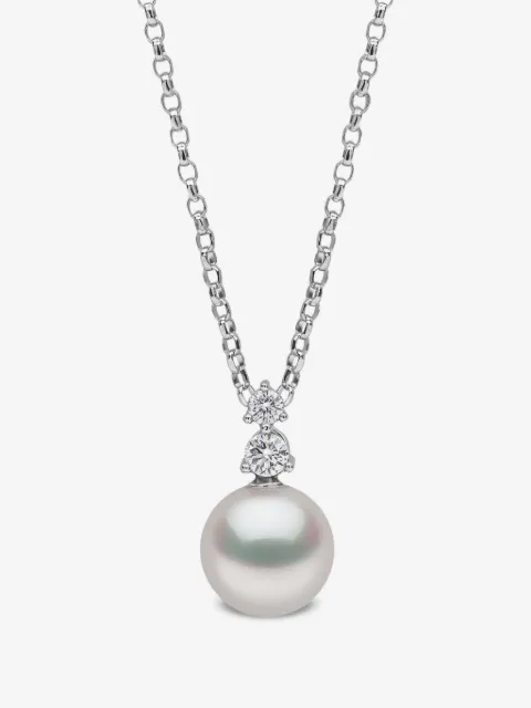 Yoko London 18K white gold akoya pearl and diamond pendant