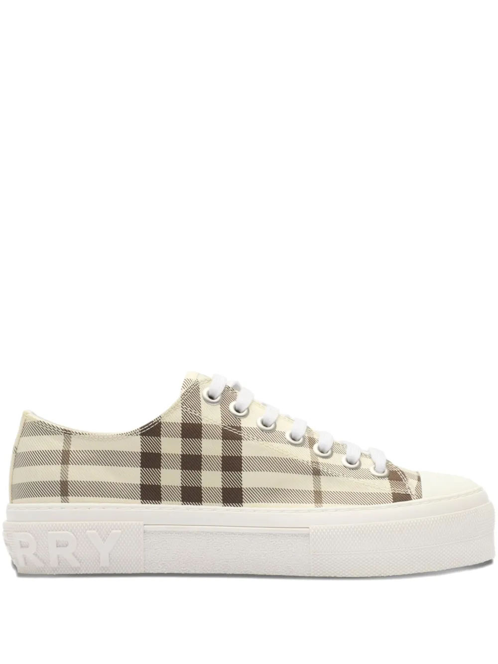 Burberry check embossed-logo sneakers - ニュートラル