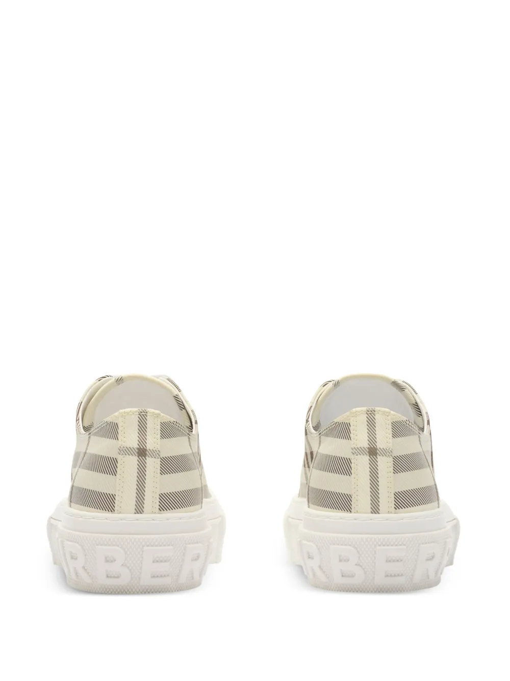 Burberry Geruite sneakers met logo-reliëf - Beige