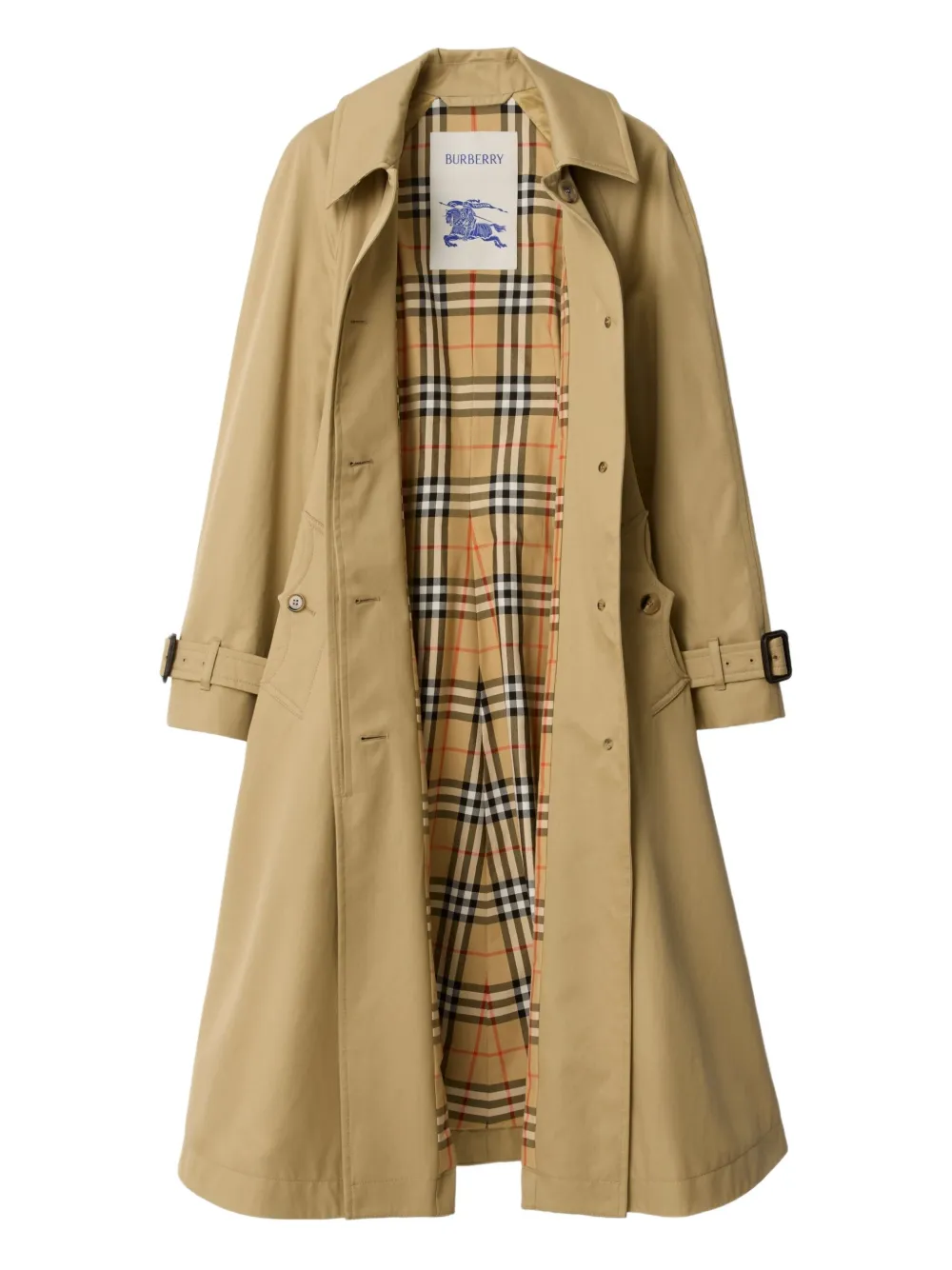 Burberry Long Gabardine Ellingham Fit-and-flare Car Coat In Green