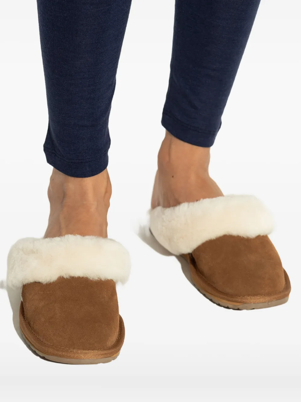 EMU AUSTRALIA Jolie slippers met afwerking van bont Bruin