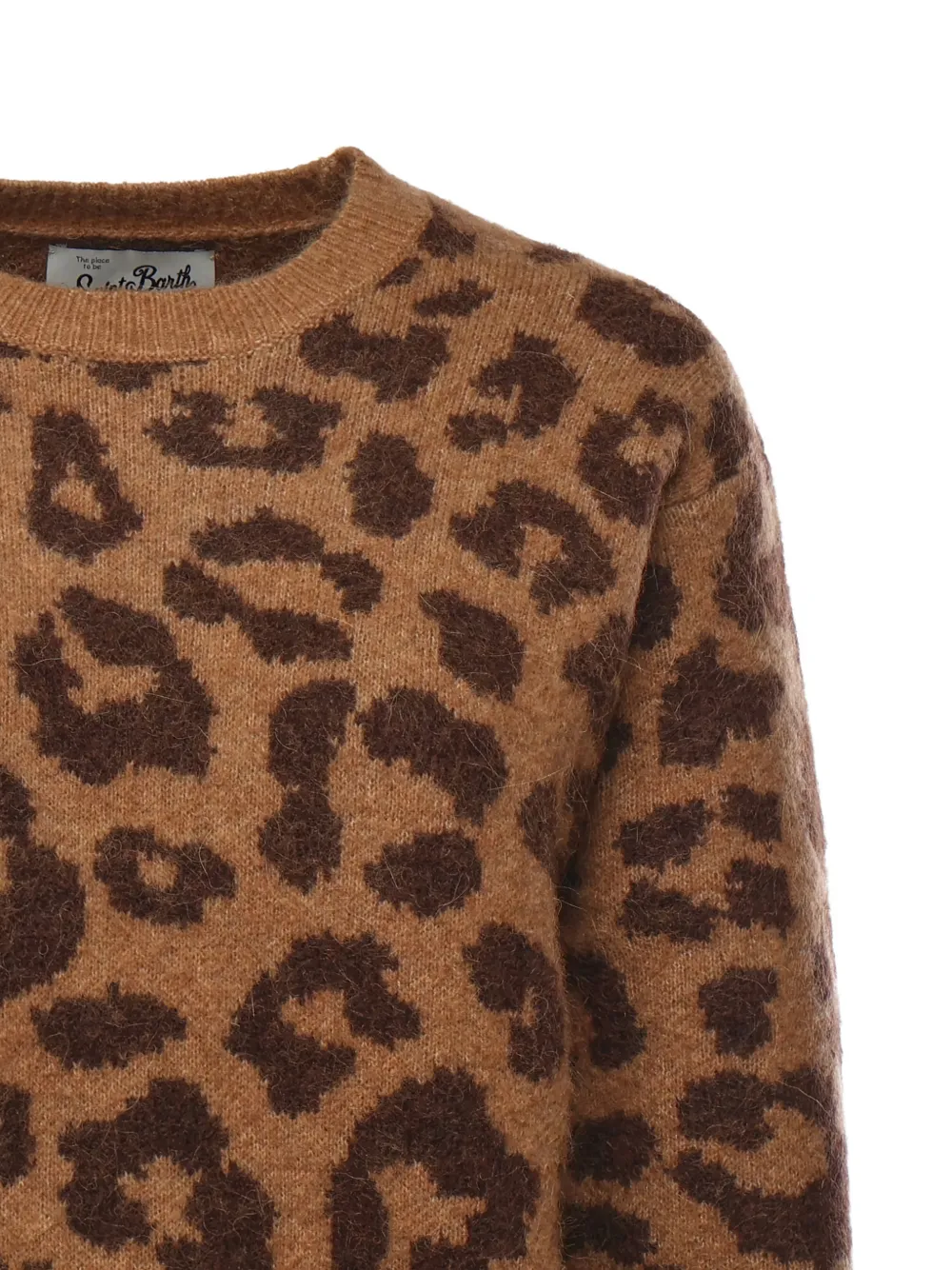 Mc2 Saint Barth Leopard-print Sweater In Brown