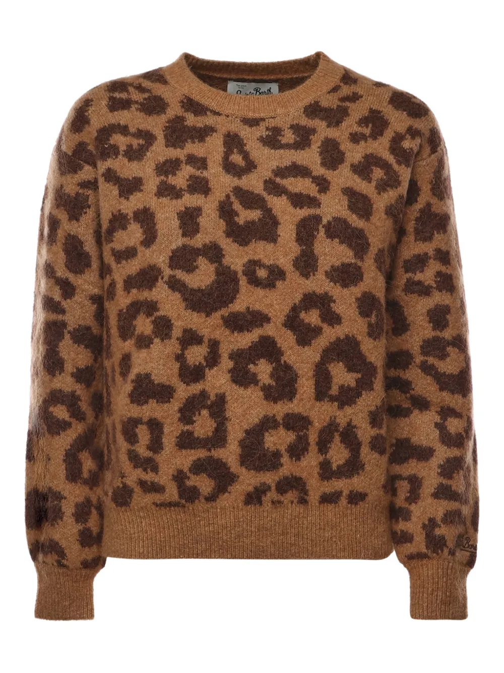 Mc2 Saint Barth Leopard-print Sweater In Brown