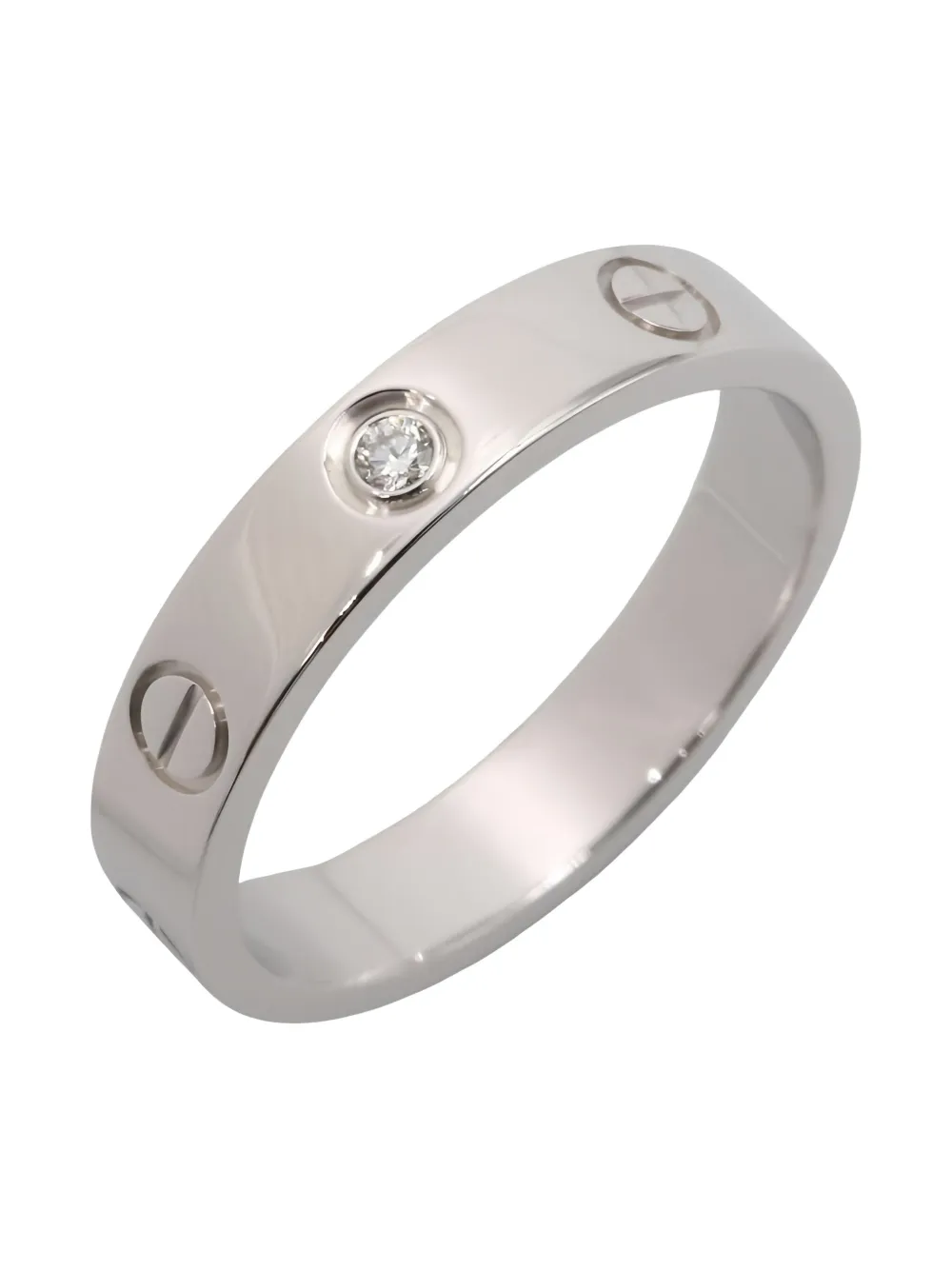 Pre-owned Cartier 2010s 18k White Gold Mini Love Diamond Ring In Silver
