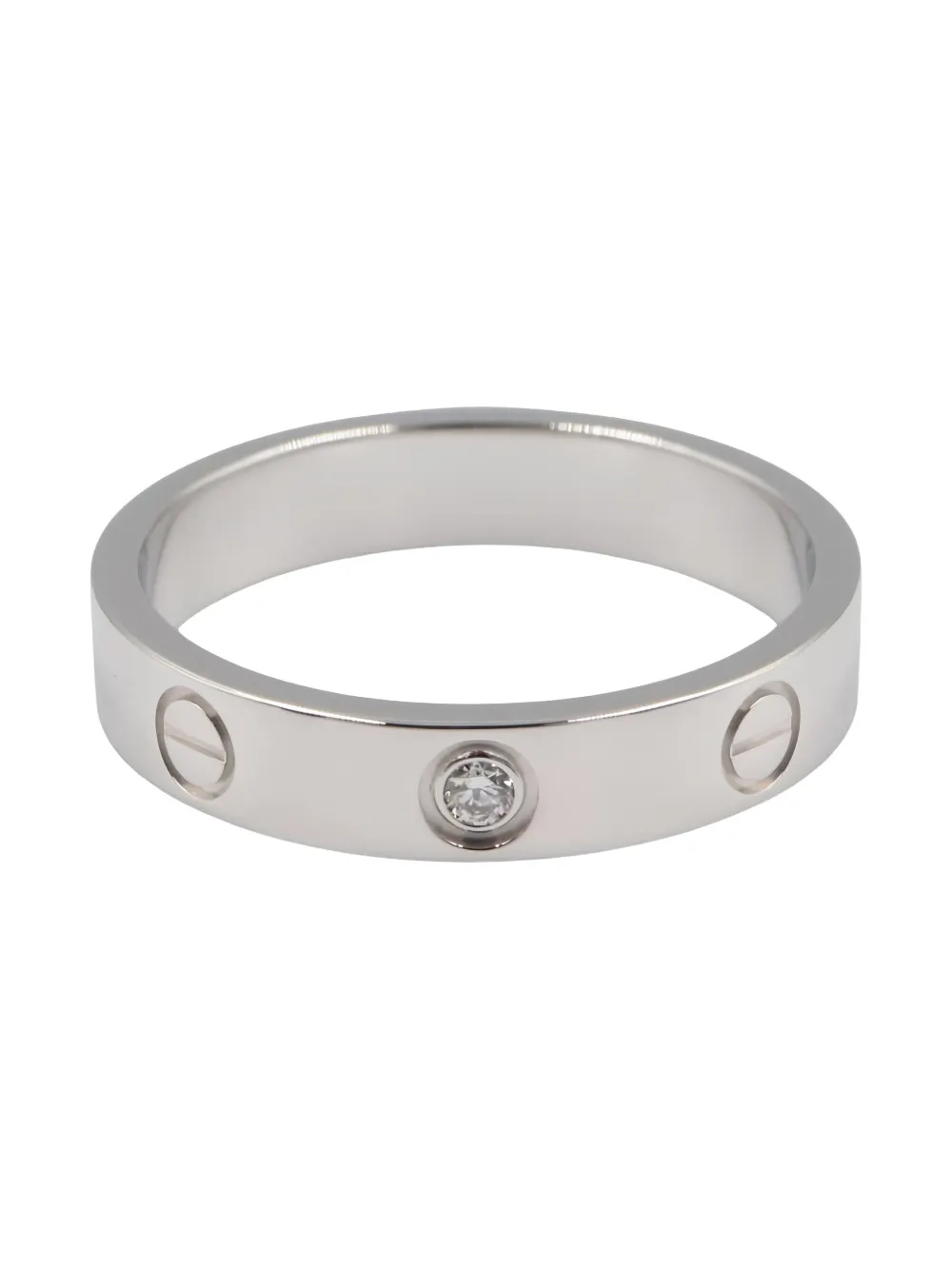 Pre-owned Cartier 2010s 18k White Gold Mini Love Diamond Ring In Silver