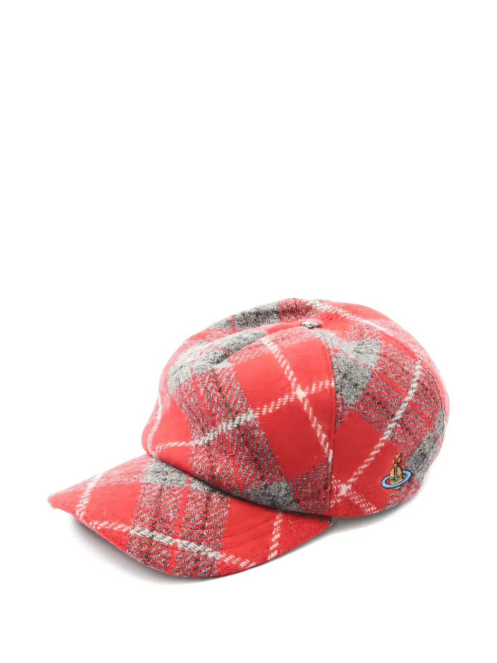 Vivienne Westwood Pre-Owned 2020s orb-embroidery tartan baseball cap - Rosso