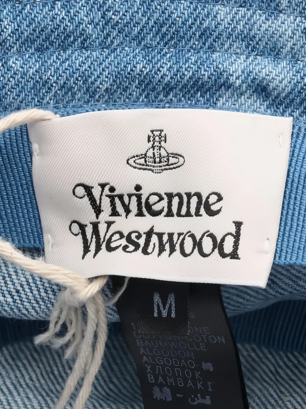 Pre-owned Vivienne Westwood 2020s Embroidery-logo Denim Bucket Hat In Blue