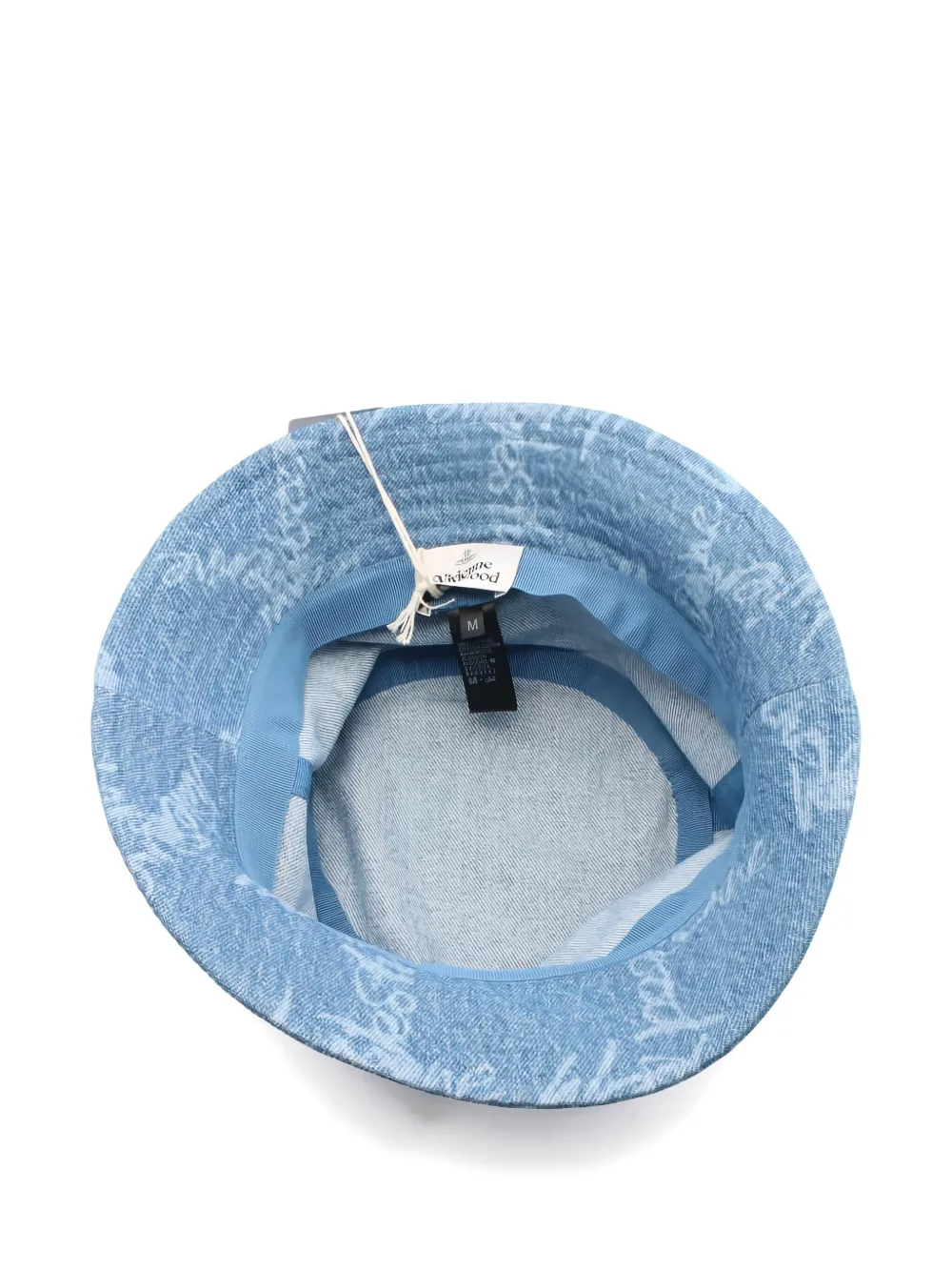 Pre-owned Vivienne Westwood 2020s Embroidery-logo Denim Bucket Hat In Blue