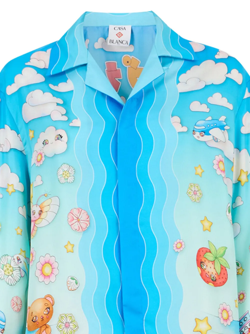 Casablanca Zijden blouse met Kawaii-patroon Blauw