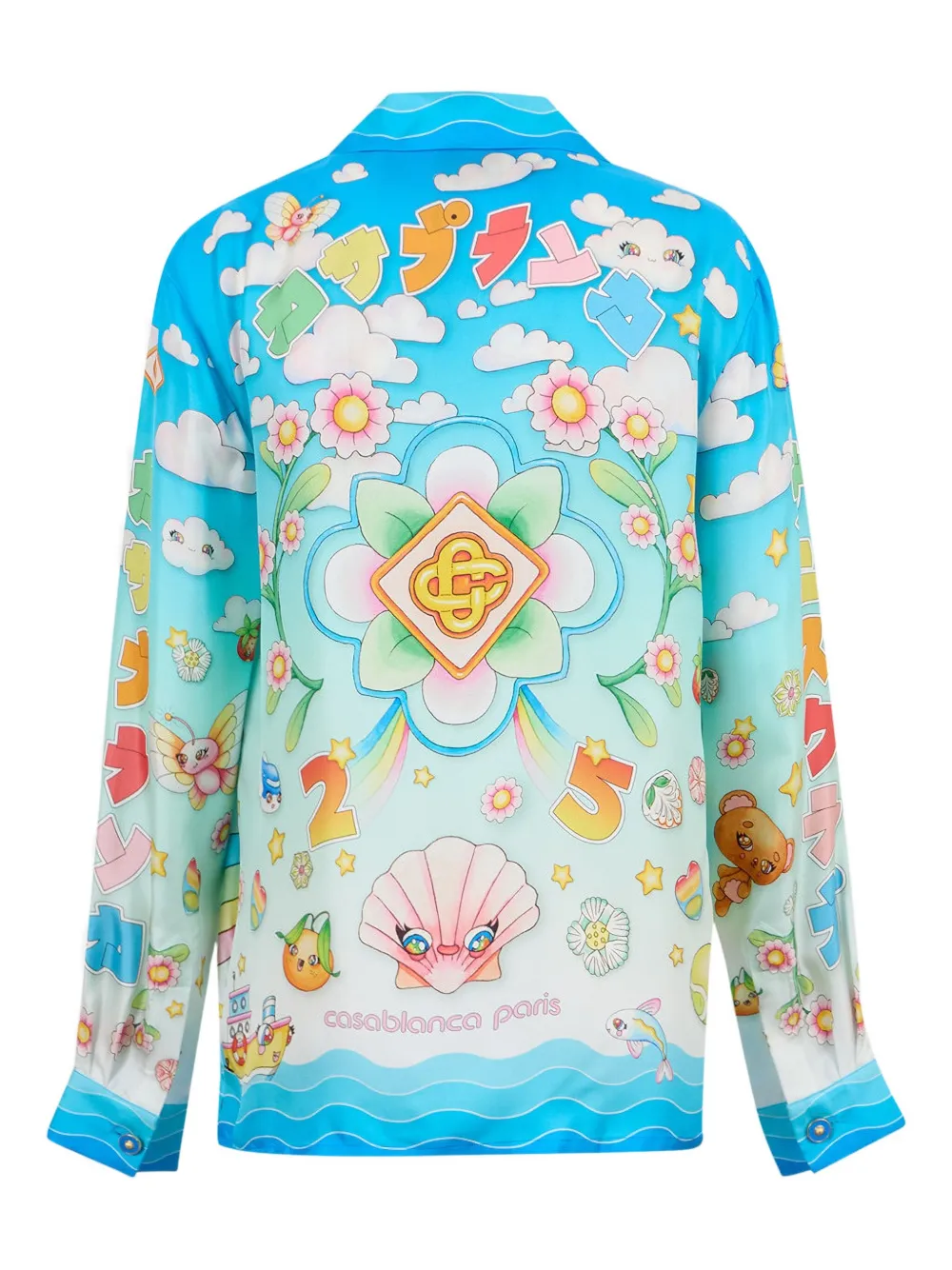 Casablanca Zijden blouse met Kawaii-patroon Blauw