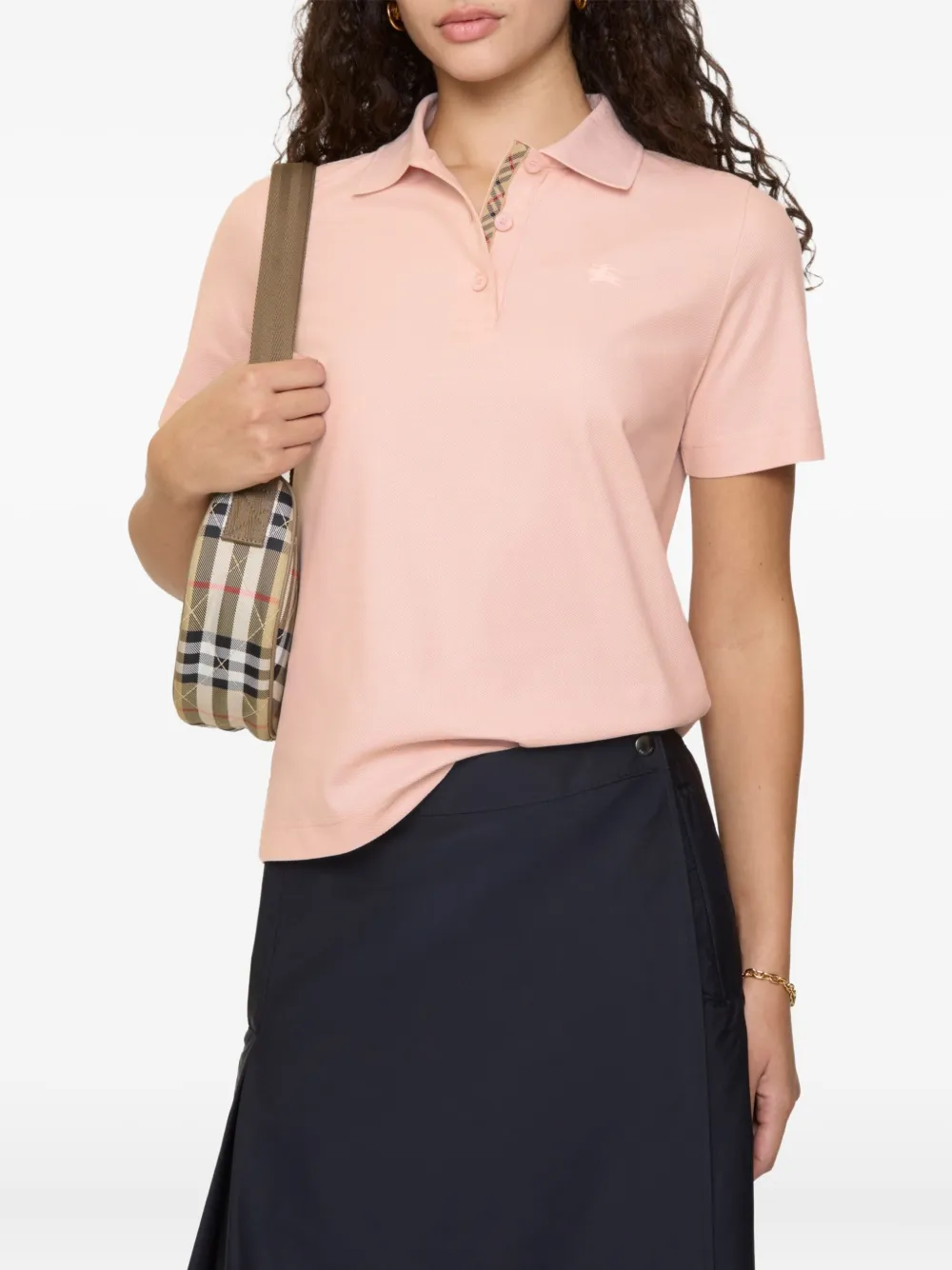 Burberry Equestrian Knight poloshirt met geruite band - Roze