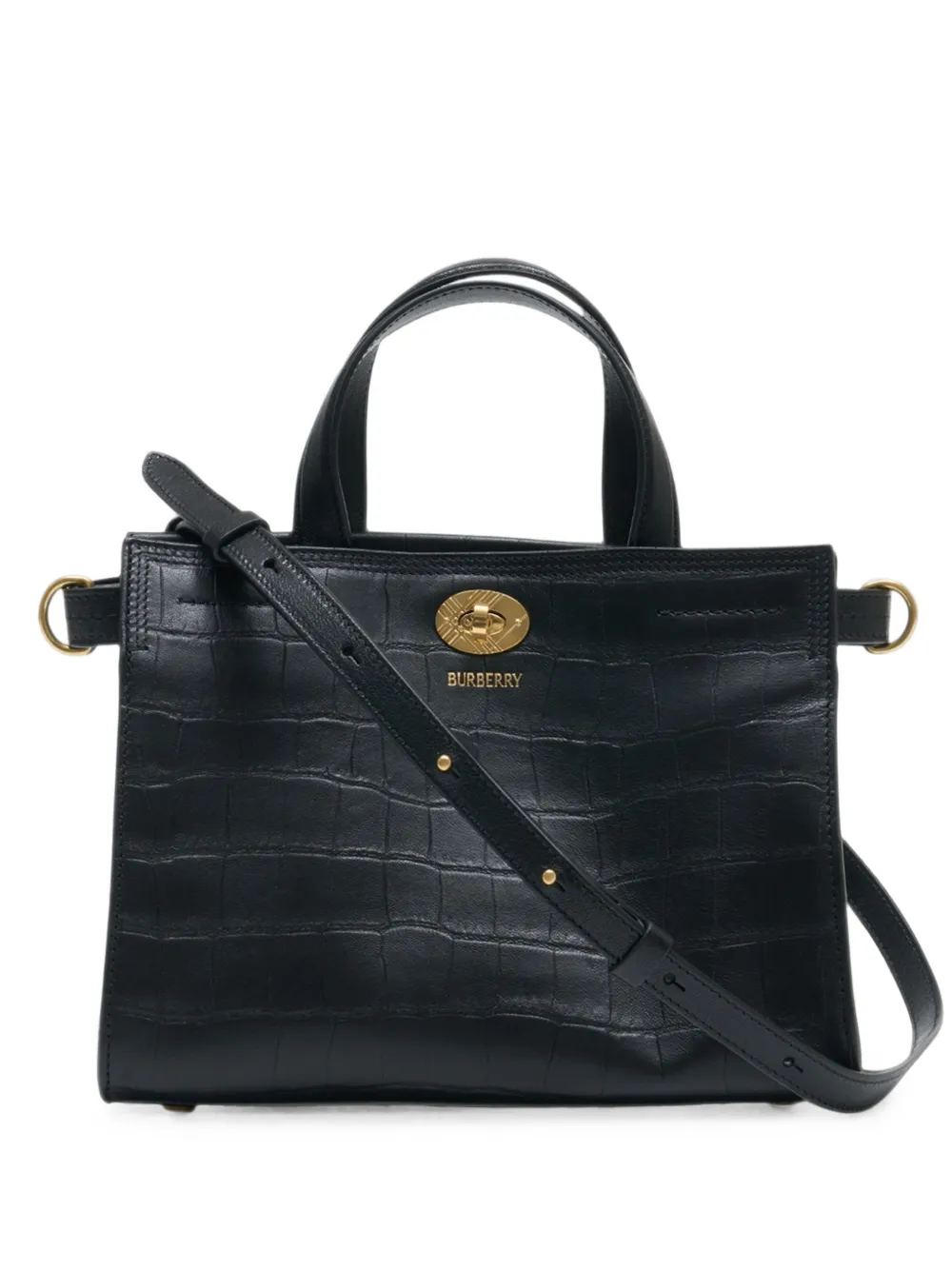 Burberry Cotswolds mini-shopper met krokodillen-reliëf Zwart