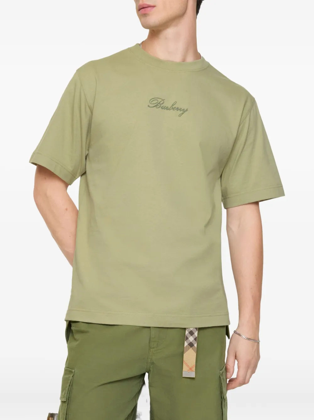 Burberry T-shirt met logo - Groen