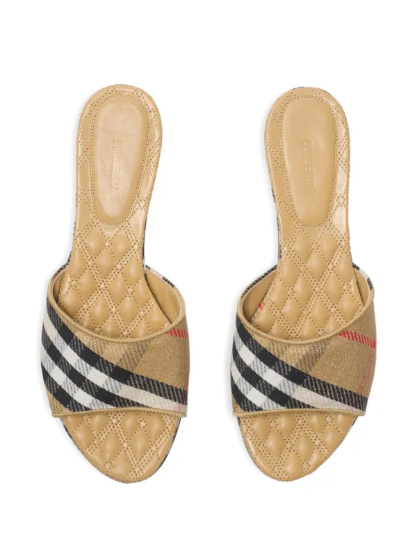 Burberry Sloane チェック サンダル | ニュートラル | FARFETCH JP