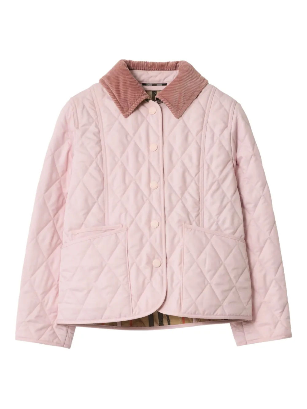 Burberry Kids quilted corduroy collar barn jacket - Rosa