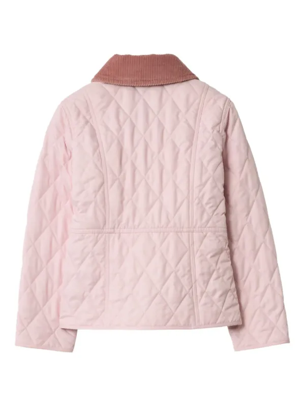 Burberry Kids Quilted Corduroy Collar Barn Jacket | Pink | FARFETCH