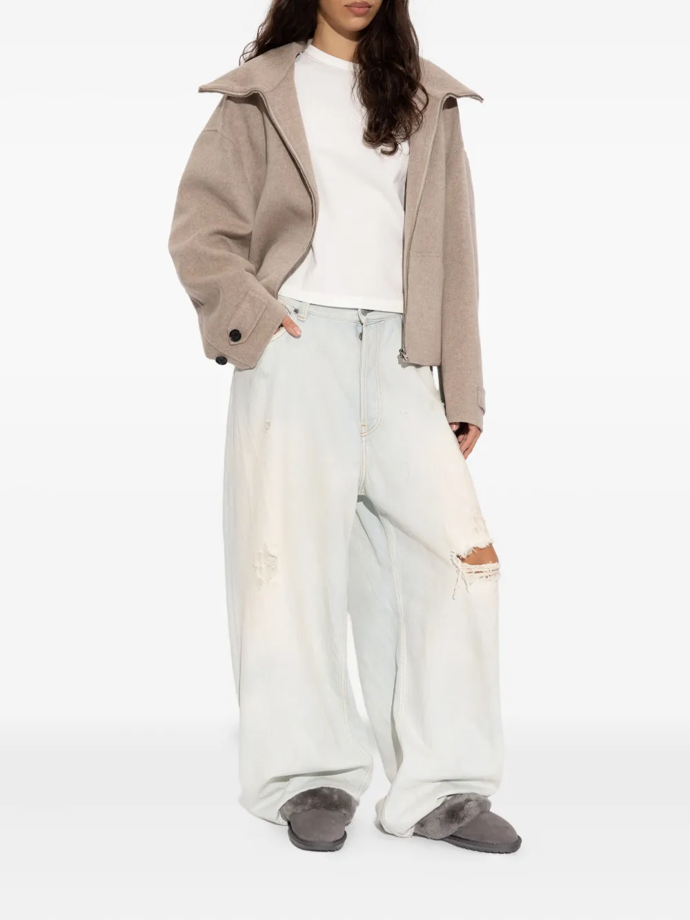 EMU AUSTRALIA Jolie slippers met afwerking van bont Grijs