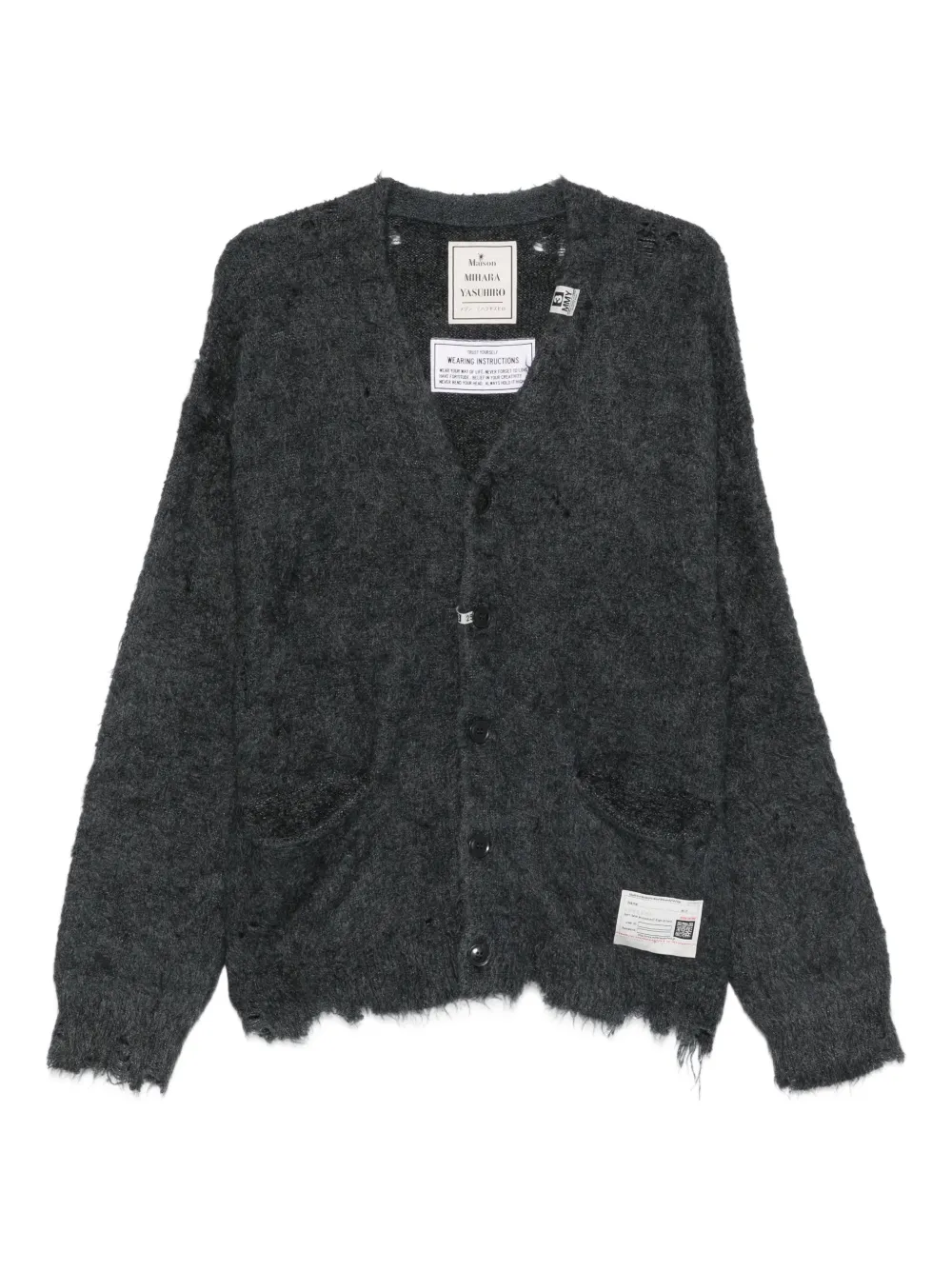 Maison MIHARA YASUHIRO pocket distressed cardigan - グレー