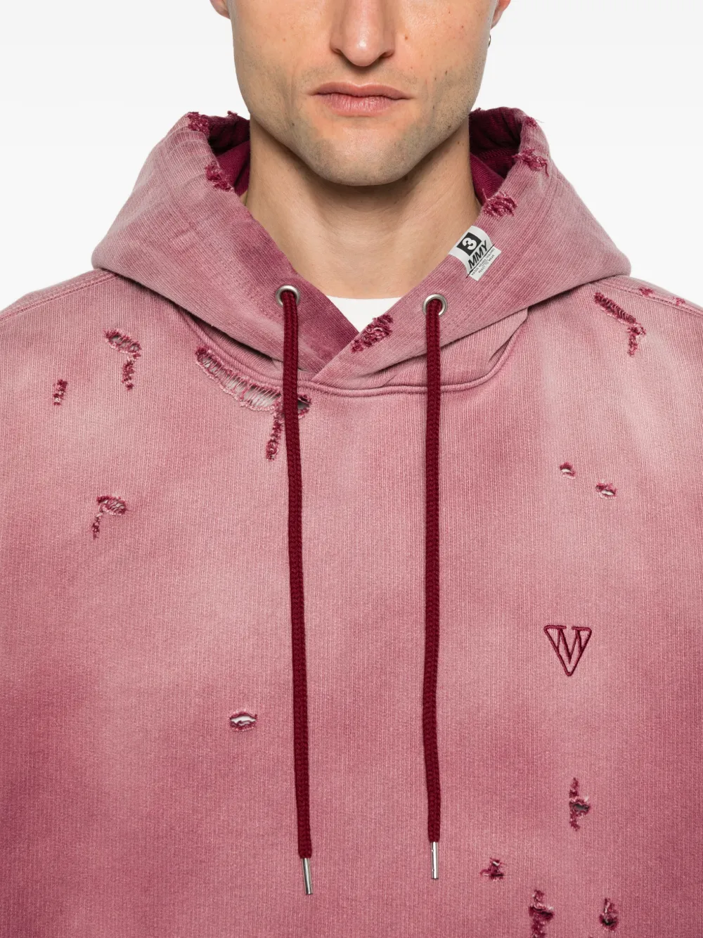 Maison MIHARA YASUHIRO Gerafelde hoodie Rood