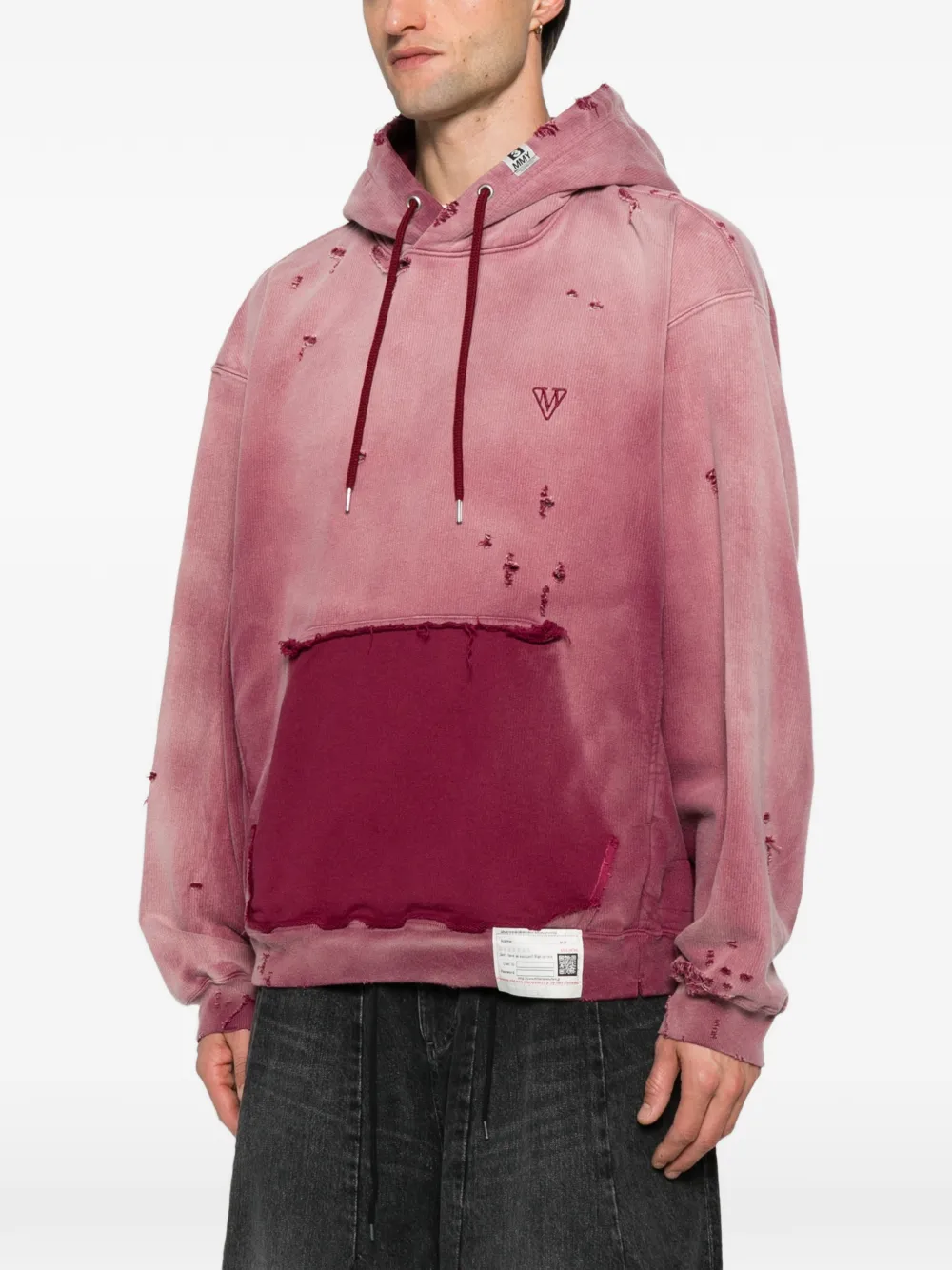 Maison MIHARA YASUHIRO Gerafelde hoodie Rood