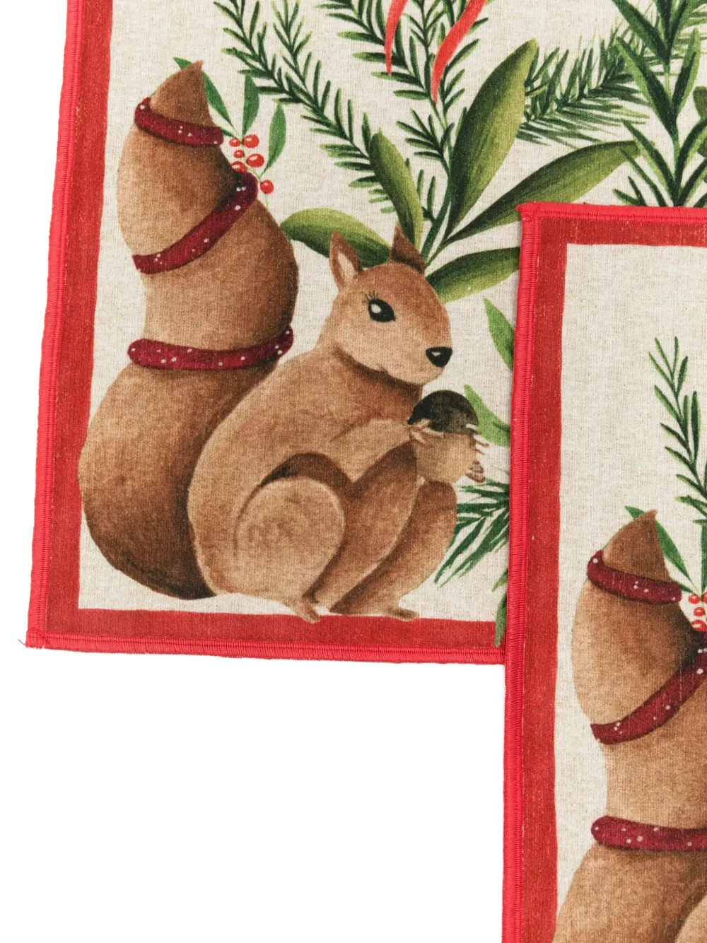 TESSITURA TOSCANA TELERIE Nutnook squirrel print border placemat (pack of two) | Table Linens | Image 2