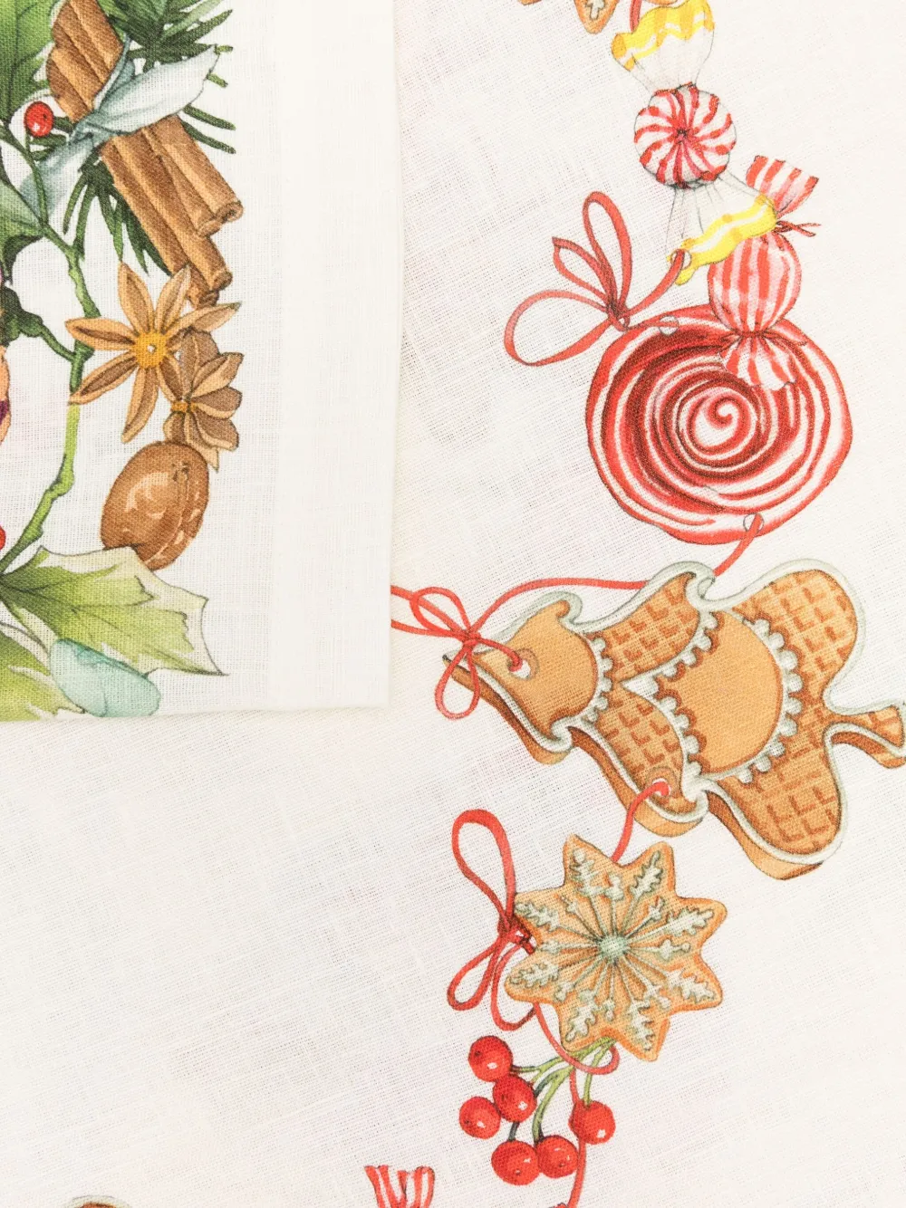 Tessitura Toscana Telerie Marzape Christmas-print Tableware (170cm X 170cm) In Neutral