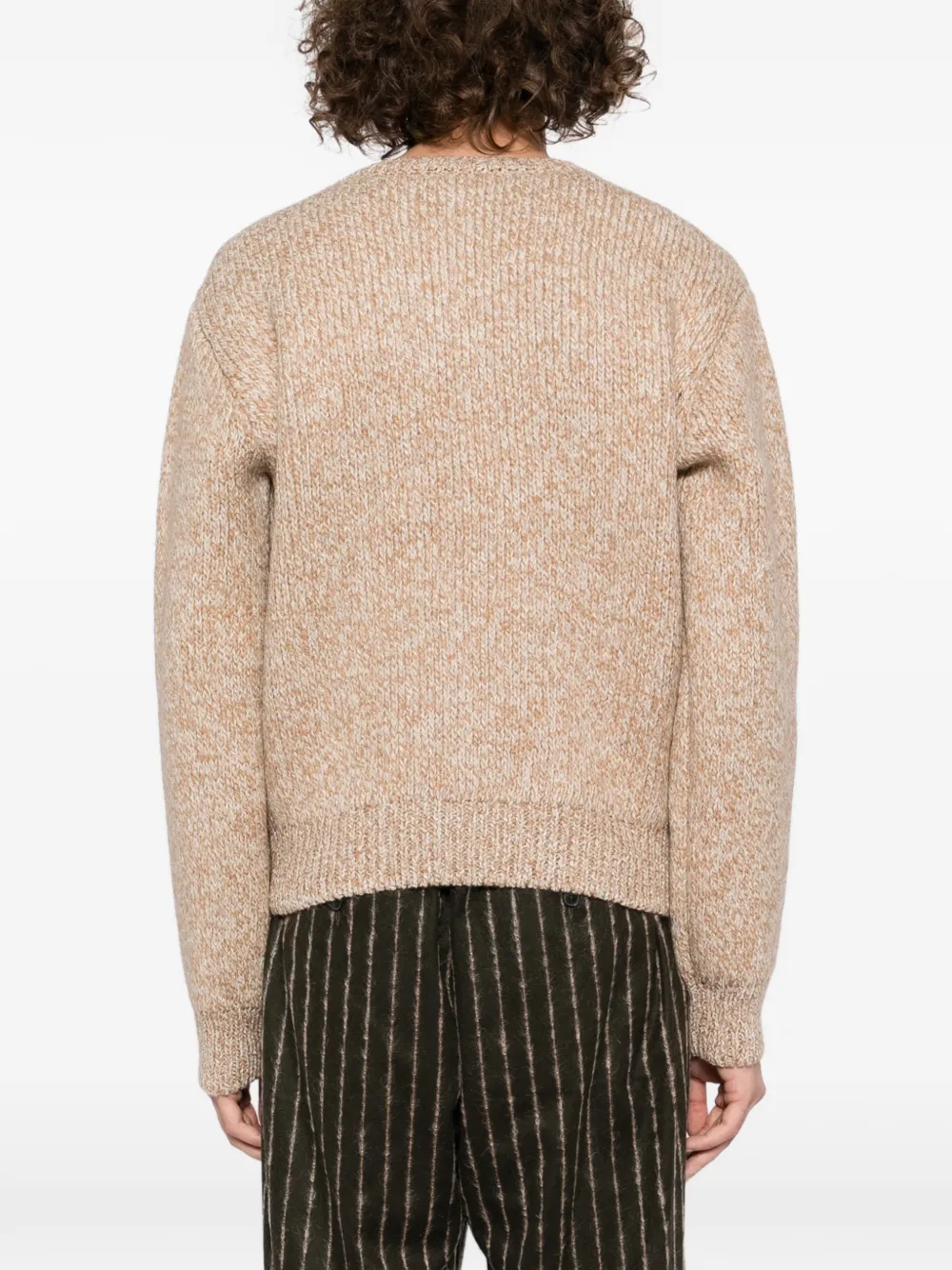 Auralee Gauge Crew-neck Cardigan In Brown