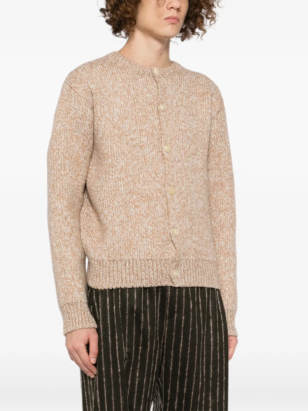  Auralee Gauge Crew-neck Cardigan - Neutrals 