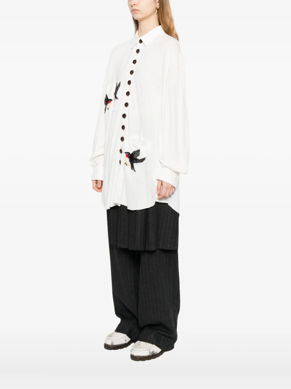 Gg In Red Birdwatcher Shirt In White