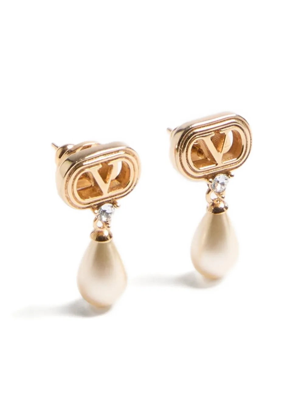 Valentino Garavani Ovalette teardrop pearl earrings - Goud
