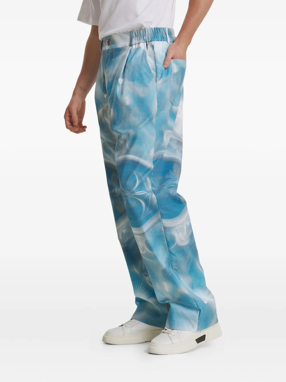 IRINA VOINEA Broek met print Blauw