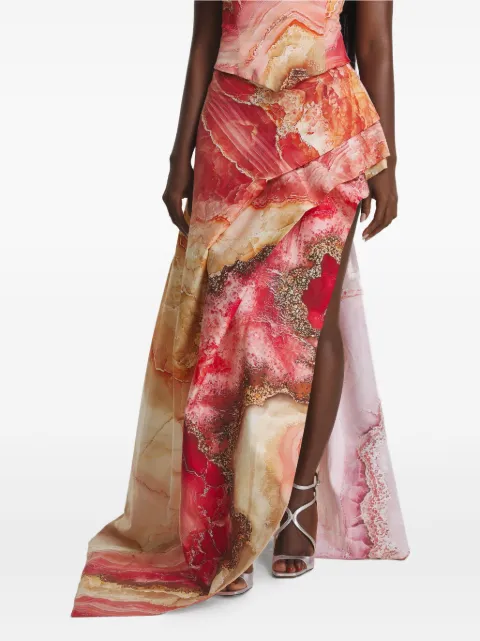 IRINA VOINEA printed asymmetrical maxi skirt