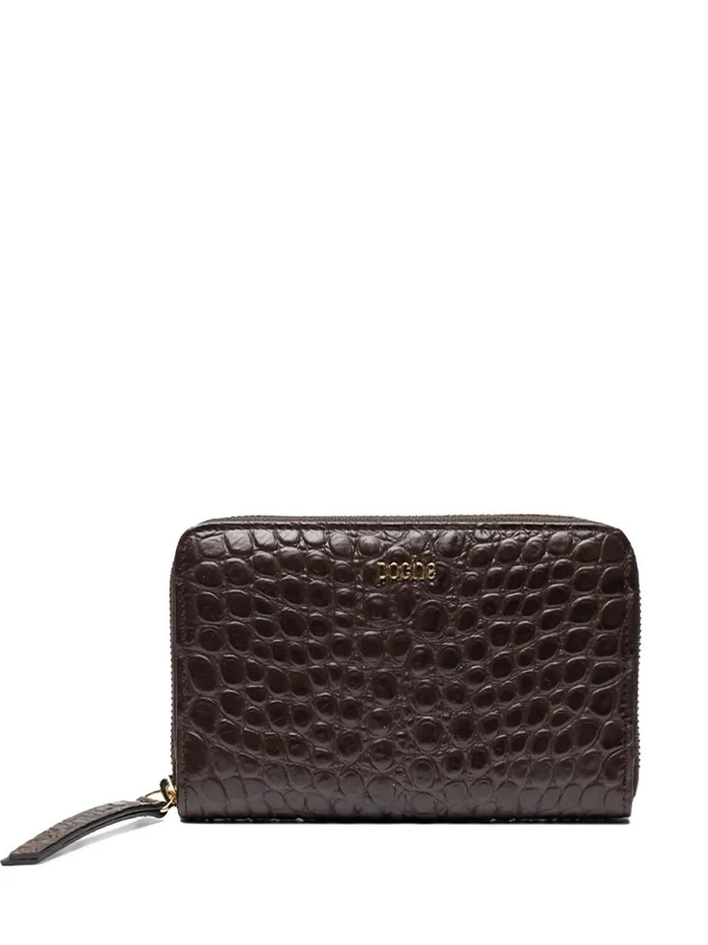 Poche Paris Embossed Zip Wallet In Brown