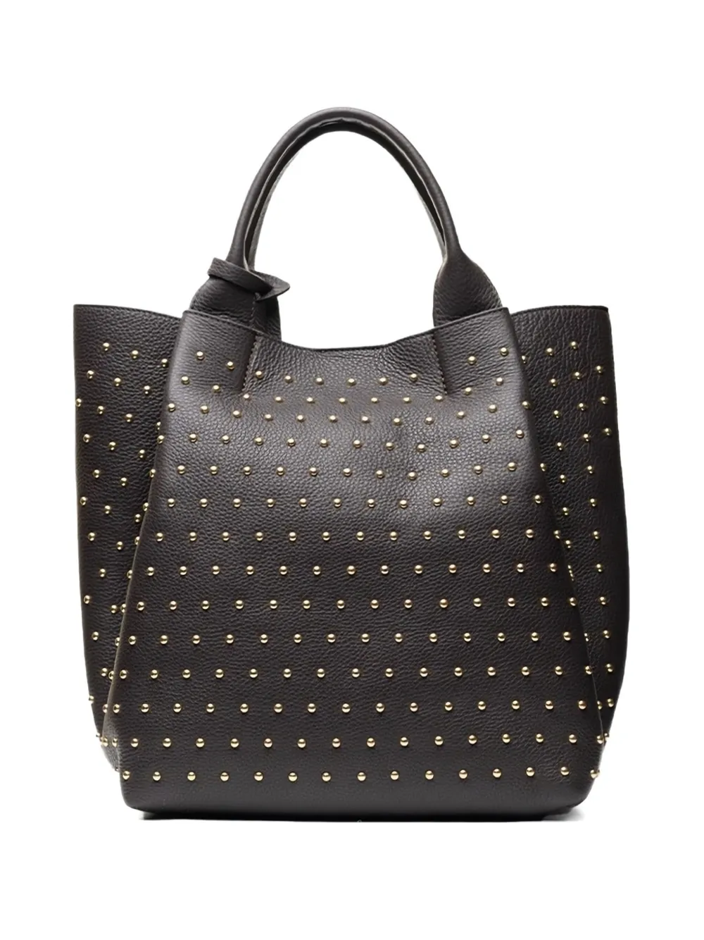 Poche Paris Studded Tote Bag In Brown