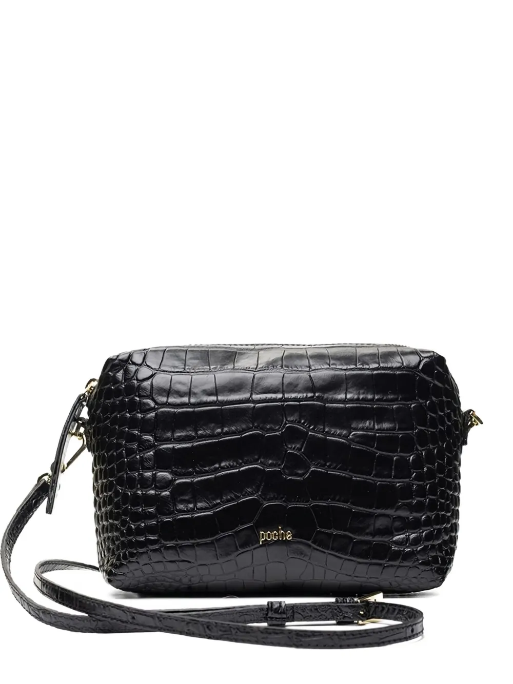 Poche Paris Embossed Cross Body Bag In Black